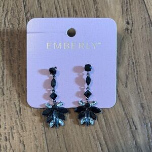 Black and Silver Drop Earrings